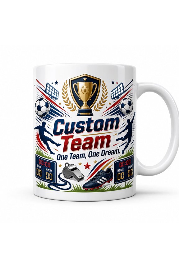 Personalized Soccer Team Mug Ceramic Coffee Cup Sports Fan Gift