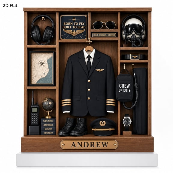 DTS TeeZworld Pilot Shadow Box Personalized Wooden Desk Keepsake Retirement Gift for Book Lovers