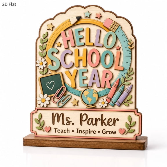 DTS TeeZworld Teacher Wooden Plaque Sign Personalized Name Wood Desk for Home Decor