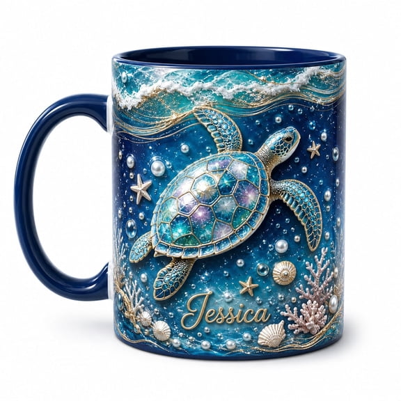 DTS TeeZworld Turtle Mug Personalized Name Ceramic Cup for Turtle Lovers