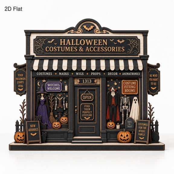 DTS TeeZworld Wooden Block Personalized Halloween Costume Shop Decor Shelf Sitter for Book Lovers