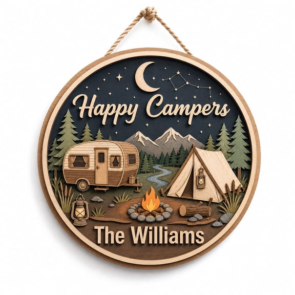 DTS TeeZworld Wooden Sign Plaque Personalized Camping Name Sign Wooden Door Plaque Wall Gift for Decor