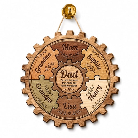 DTS TeeZworld Wooden Sign Plaque Personalized Hanging Sign Custom Name Gear Puzzle Wood Door Plaque for Decor