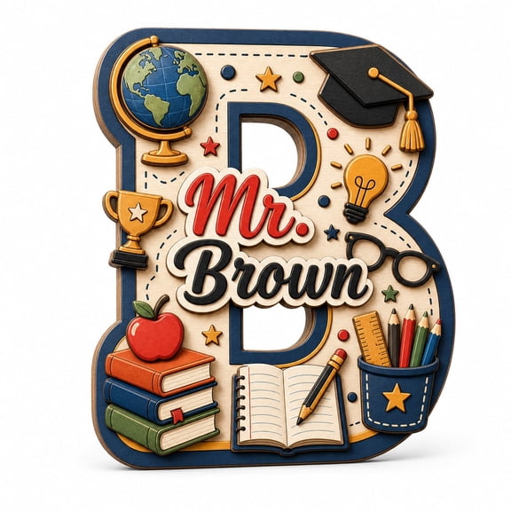 DTS TeeZworld Wooden Sign Plaque Personalized Teacher Door Sign Custom Name Wood Classroom for Decor
