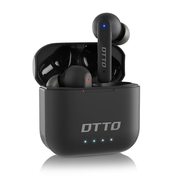 DTTO Bluetooth 5.2 Earphones with Wireless Charging Case, IPX8 Sweatproof In-Ear Earbuds for Sports, Black