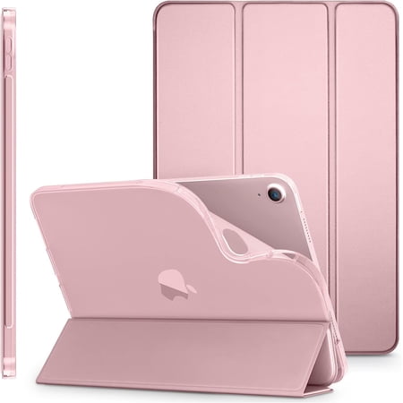 DTTO Case for iPad 10th Generation Case 2022, iPad 10.9 Case with Soft TPU Translucent Frosted Back Cover, Slim Shell Stand Protective Case with Auto Wake/Sleep, Support Touch ID-Rose Gold