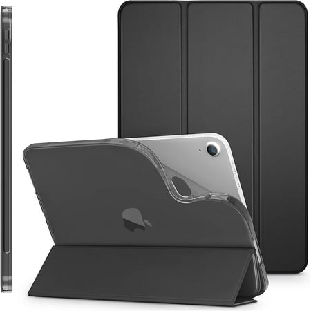 DTTO Case for iPad 10th Generation Case 2022, iPad 10.9 Case with Soft TPU Translucent Frosted Back Cover, Slim Shell Stand Protective Case with Auto Wake/Sleep, Support Touch ID-Black