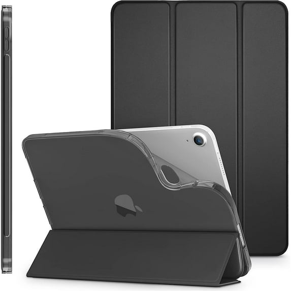 DTTO Case for iPad 10th Generation Case 2022, iPad 10.9 Case with Soft TPU Translucent Frosted Back Cover, Slim Shell Stand Protective Case with Auto Wake/Sleep, Support Touch ID-Black