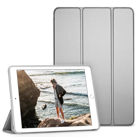 DTTO iPad 9th/ 8th/ 7th Generation 10.2 Case, Ultra Lightweight Slim Protective Soft Back Cover Smart Trifold Stand [Auto Sleep/Wake], Space Grey
