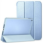 DTTO for iPad 9th/8th/7th Generation 10.2 inch 2021/2020/2019 Case, Premium Silk Pattern Slim Trifold Stand Cover - Lightweight Smart Auto Wake/Sleep Shell with Protective Hard Back, Snow Blue