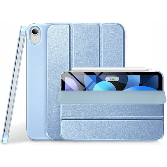 DTTO iPad Air Case 5th / 4th Generation 10.9 Inch, Hard Back, Sparkled and Sheen Front Cover for iPad Air 10.9" 5th / 4th Gen 2022 2020, Support 2nd Gen Pencil, Auto Sleep/Wake -Snow Blue