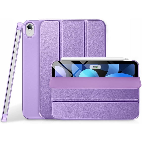 DTTO iPad Air Case 5th / 4th Generation 10.9 Inch, Hard Back, Sparkled and Sheen Front Cover for iPad Air 10.9" 5th / 4th Gen 2022 2020, Support 2nd Gen Pencil, Auto Sleep/Wake - Purple