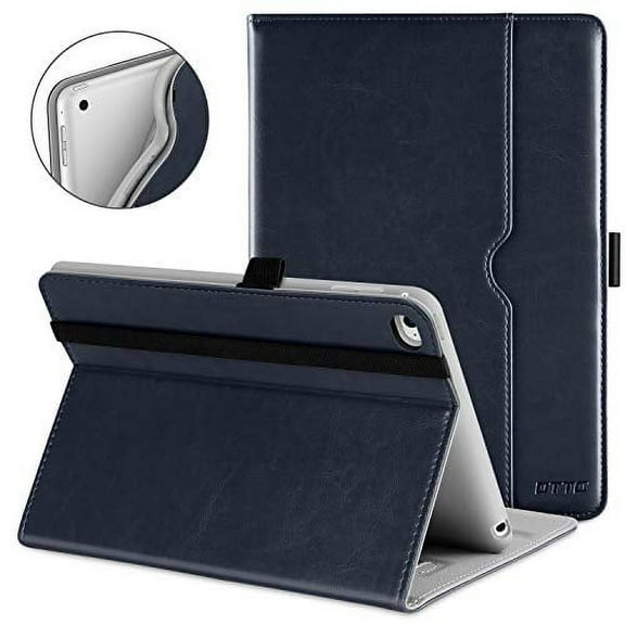 DTTO iPad Mini 4 Case, Premium Leather Folio Stand Cover Case with Multi-Angle Viewing and Auto Wake-Sleep Function, Front Pocket for Apple iPad Mini 4 - Blue