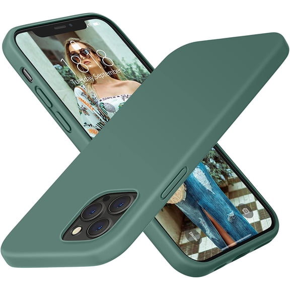DTTO iPhone 12/12 Pro Case, Liquid Silicone Shockproof Cover [Enhanced Camera and Screen Protection] with Honeycomb Grid Cushion for iPhone 12/12 Pro 6.1” 2020, Midnight Green