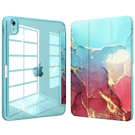 DTTOCASE iPad 10th Generation Case 2022, iPad 10.9 Inch Cover with Clear Transparent Back-Sky Marble