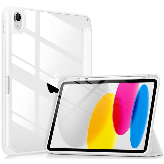 DTTOCASE iPad 10th Generation Case 2022, iPad 10.9 Inch Cover with Clear Transparent Back-White