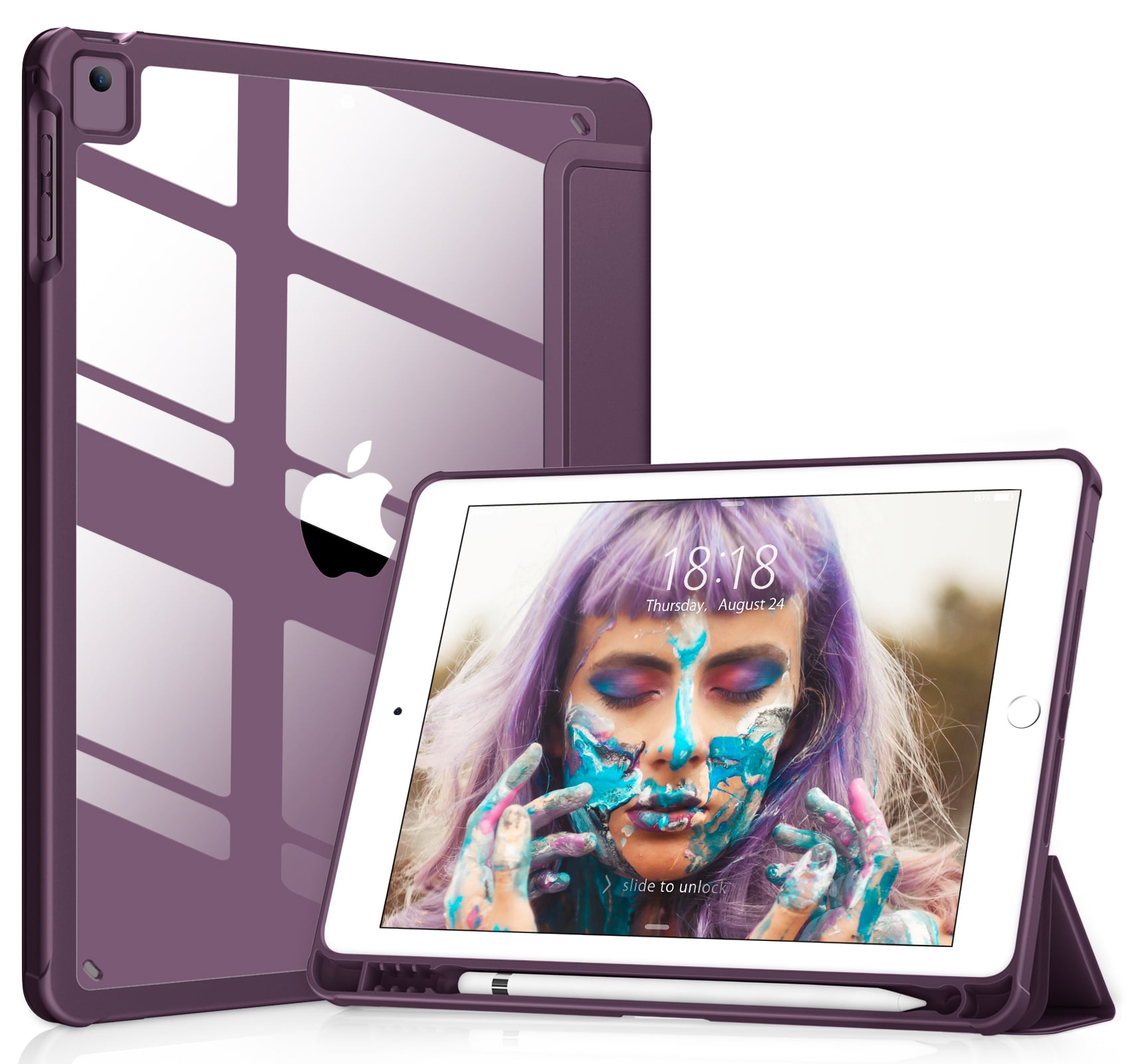 DTTOCASE iPad 6th / 5th Generation Case,iPad Air 2 & 1 Case,Clear 9.7 Inch CovePurple