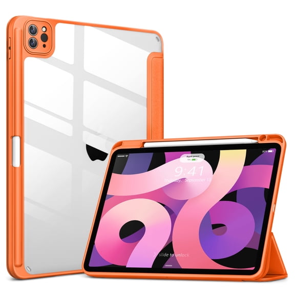 DTTOCASE iPad Pro 11 inch 4th 3rd 2nd 1st Generation 2022/2021/2020/2018,Clear Cover-Orange