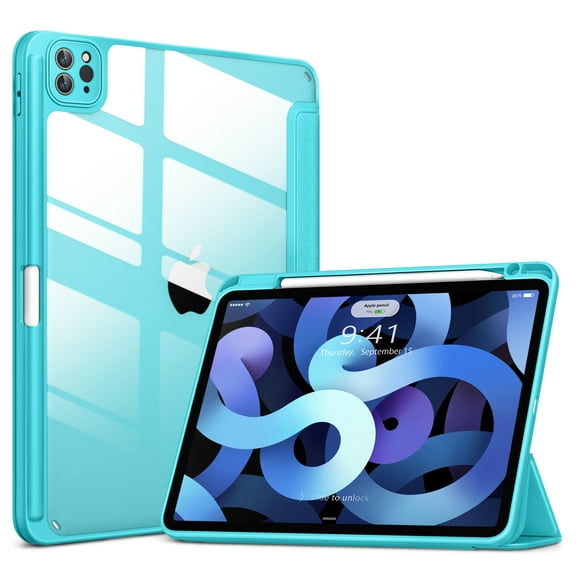 DTTOCASE iPad Pro 12.9 Case 6th/5th/4th/3rd Generation 2022/2021/2020/2018,Clear Cover-Cyan Blue