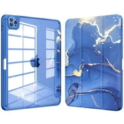 DTTOCASE iPad Pro 12.9 Case 6th/5th/4th/3rd Generation 2022/2021/2020/2018,Clear Cover-Ocean Marble