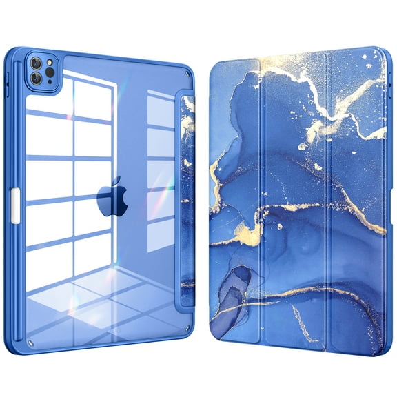 DTTOCASE iPad Pro 12.9 Case 6th/5th/4th/3rd Generation 2022/2021/2020/2018,Clear Cover-Ocean Marble