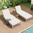 thumbnail image 1 of DTTRA 5-Position Acacia Wood Outdoor Chaise Lounge Set of 2 with Cushions, Gray, 1 of 6