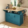 thumbnail image 1 of DTTRA 55.7" Large Rolling Kitchen Island with 2 Drop Leafs & Power Outlet, Wood Folding Kitchen Cart with Storage Drawers, Shelves & Doors, Mobile Kitchen Table for Dining Room or Apartment, 1 of 9