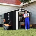 thumbnail image 1 of DTTRA 8 x 6 ft Metal Outdoor Storage Shed, Heavy Duty Galvanized Steel Garden Tool House with Lockable Doors, Air Vents and Sloped Roof for Backyard Patio Lawn Equipment, Dark Gray, 1 of 7
