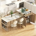 thumbnail image 1 of DTTRA 82.6" Kitchen Island with Extendable Table & Power Outlet, Double-Side Storage, Natural, 1 of 10
