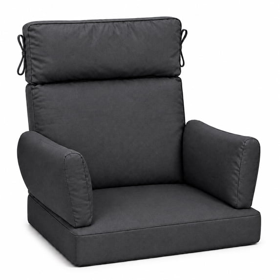 DTTRA High Back Patio Chair Cushion Set with 2 Arm Pillows, 48 x 24 x 4 in, Black