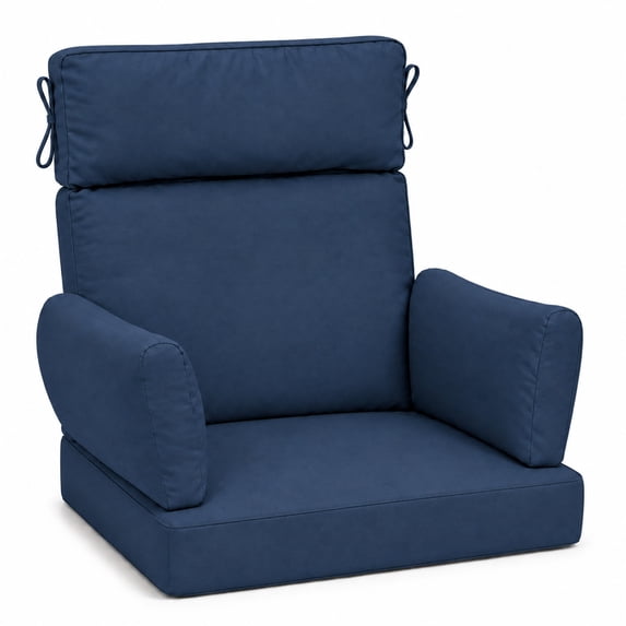 DTTRA High Back Patio Chair Cushion Set with 2 Arm Pillows, 48 x 24 x 4 in, Navy Blue