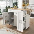 thumbnail image 1 of DTTRA 46" Kitchen Island with Drop Leaf and 3-Tier Pull Out Cabinet Organizer, Wood Rolling Kitchen Cart on Wheels with Internal Storage Racks, Towel Rack, 2 Drawers, for Kitchen and Dining Room, 1 of 11