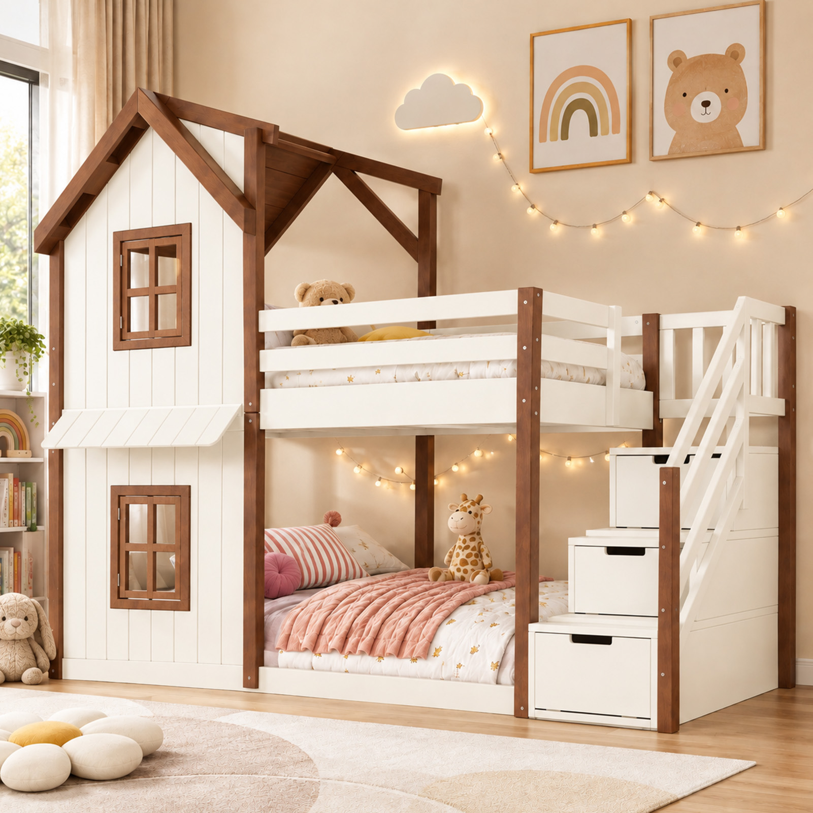 DTTRA Twin Over Twin House Bunk Bed With Storage Stairs Convertible Lower Space Beige Natural: Worth Buying?