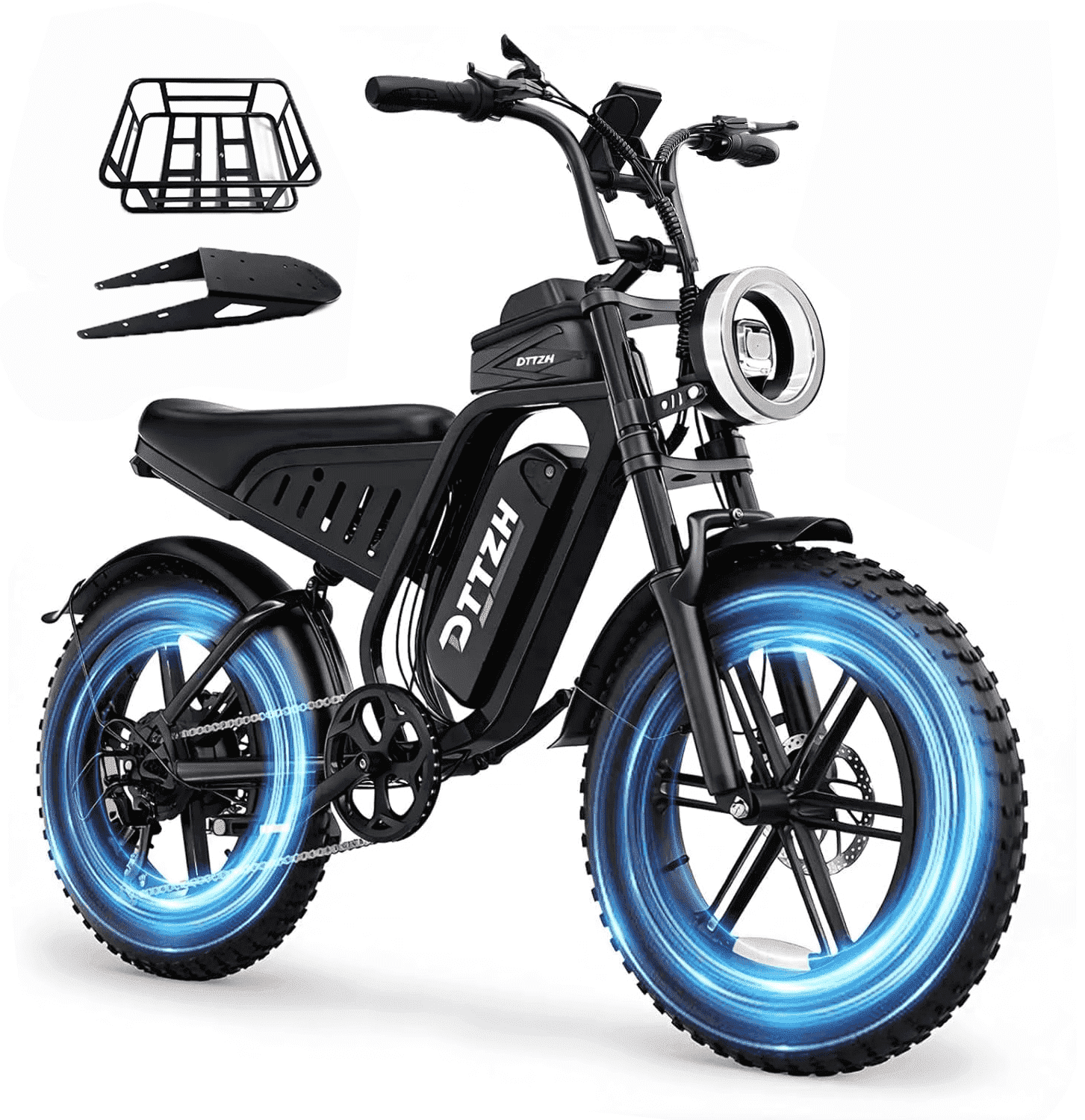 DTTZH Electric Bike for Adults, 750W Rated Motor, 60 Miles E-Mountain Bike, 20" x 4" Fat Tire Off-Road Ebike, 48V/15.6Ah UL2849 Certified