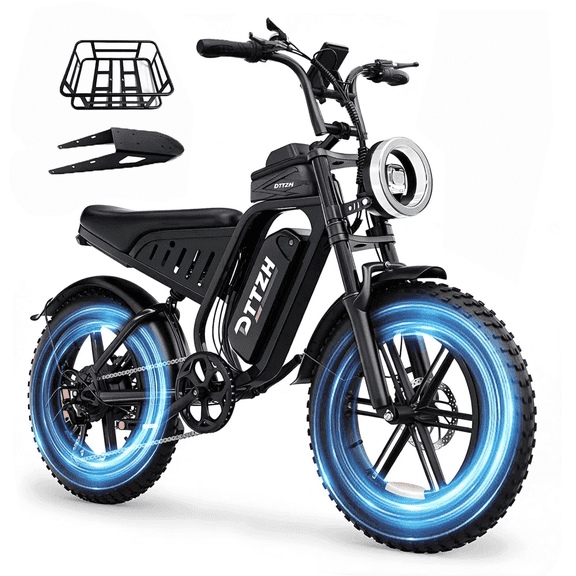 DTTZH 2000W Peak Electric Bike for Adults, 1000W Rated Motor, 35-80 Miles E-Mountain Bike, 20" x 4" Fat Tire Off-Road Ebike, 48V/25Ah UL2849 Certified
