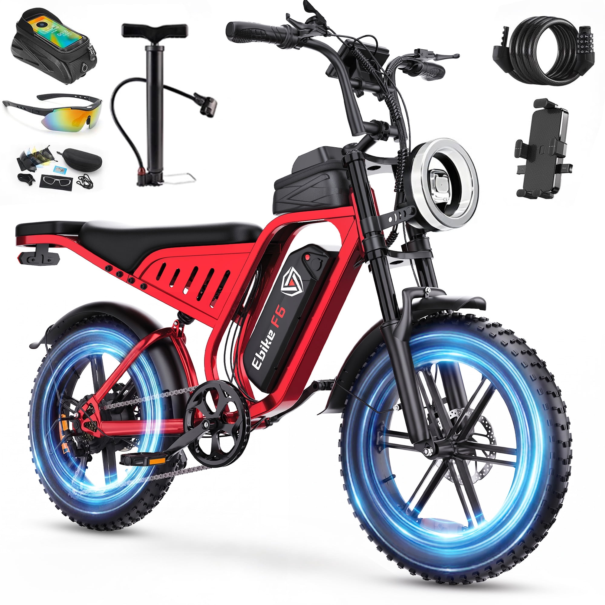 DTTZH Electric Bike for Adults, 750W Rated Motor, 60 Miles E-Mountain Bike, 20" x 4" Fat Tire Off-Road Ebike, 48V/15.6Ah UL2849 Certified
