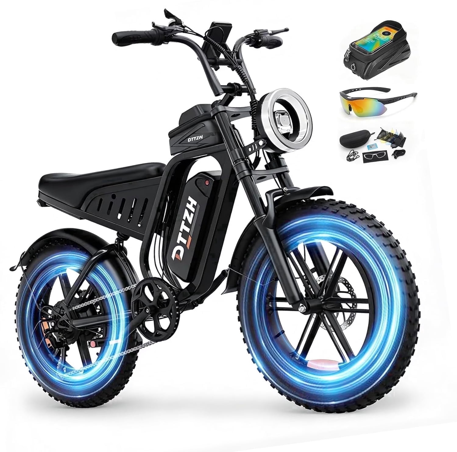 DTTZH Electric Bike for Adults, 750W Rated Motor, 60 Miles E-Mountain Bike, 20" x 4" Fat Tire Off-Road Ebike, 48V/15.6Ah UL2849 Certified