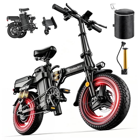 DTTZH 750W Electric Bike for Adults Teen, 52V 25Ah Removable Battery, 80 Miles, 14" Tires Ebike, Electric Mini Bike with Holder, Class 2, UL 2849