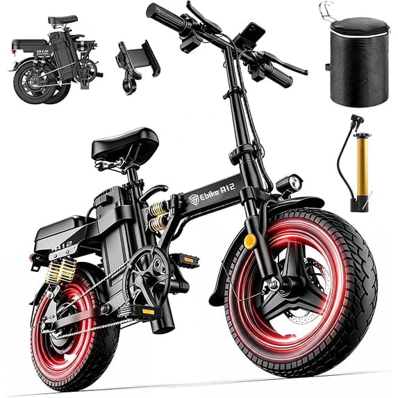 DTTZH 750W Foldable Electric Bike for Adults, 48V 15Ah, 20MPH Class 2 Electric Mini Bike, 14" Folding Ebike, UL2849 Certified(Black)