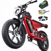 DTTZH Electric Bike for Adults, 750W Rated Motor, 60V/30Ah,100 Miles, 28 MPH, E Mountain Bike, 20" x 4" Fat Tire Ebike, UL2849 Certified Red