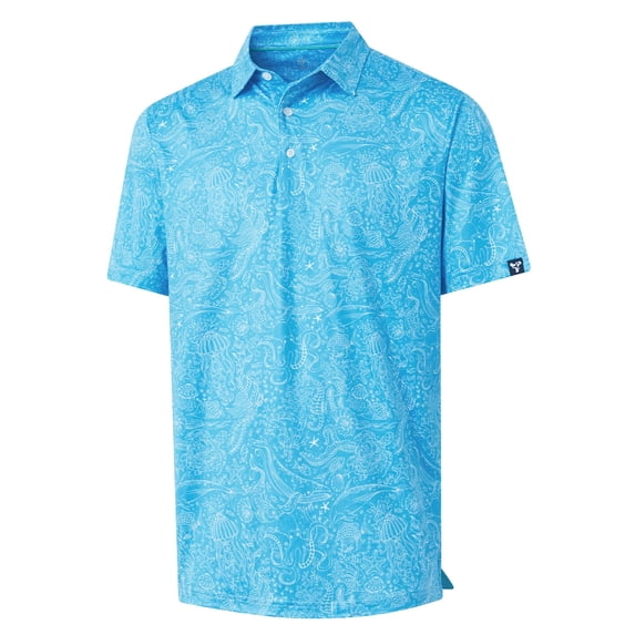 DTWOOO Men's Golf Shirts Short Sleeve Print Performance Moisture Wicking Dry Fit Golf Polo Shirts for Men