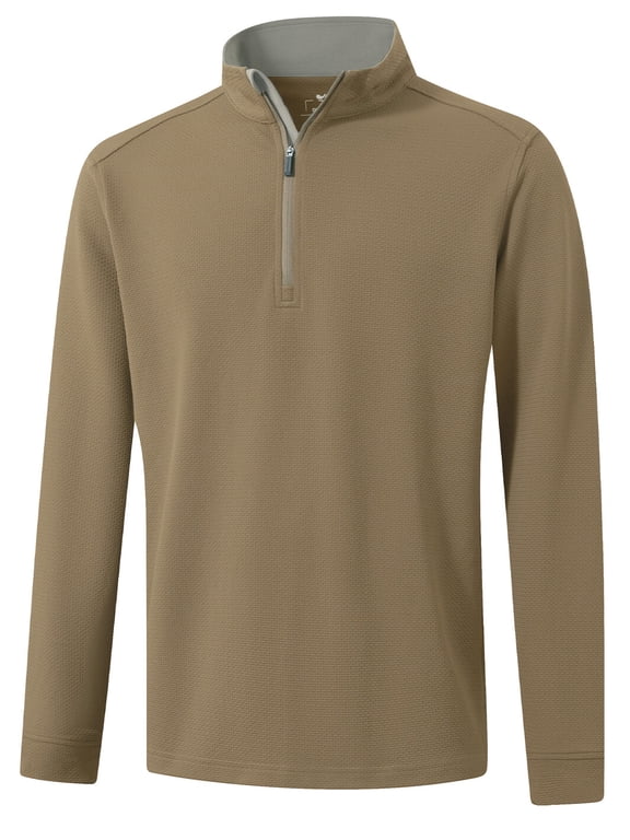 Men's Jacquard Quarter Zip Golf Pullover Men Jacquard Performance Long Sleeve Wicking Mock Neck Mens Athletic Sweatshirts