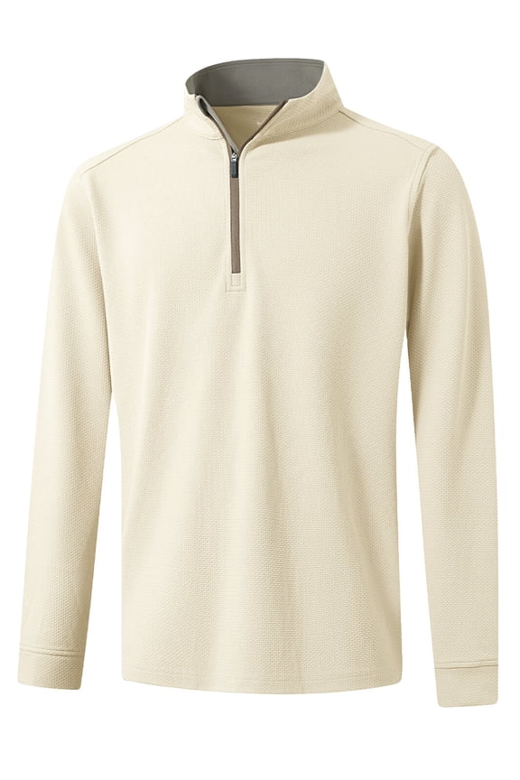 Men's Jacquard Quarter Zip Golf Pullover Men Jacquard Performance Long Sleeve Wicking Mock Neck Mens Athletic Sweatshirts