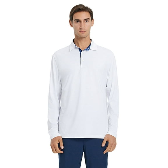 DTWOOO Men's Polo Shirt Long Sleeve Casual Solid Dry Fit High Performance Designed Collared Golf Men's Polo Shirt