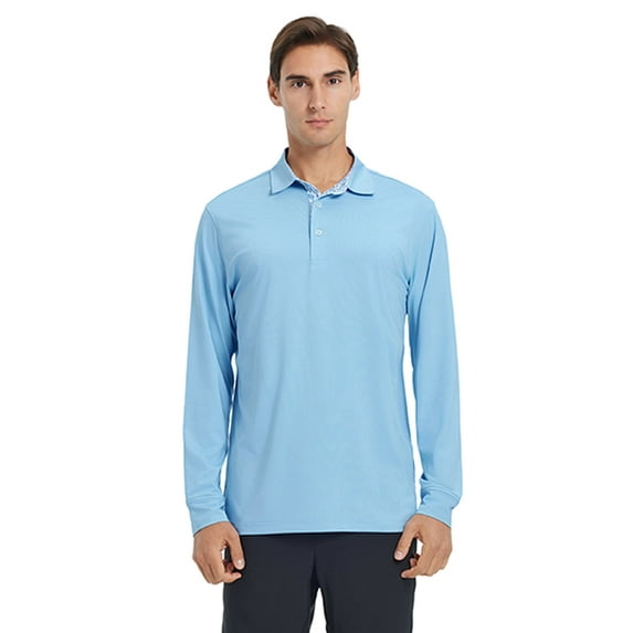 DTWOOO Men's Polo Shirt Long Sleeve Casual Solid Dry Fit High Performance Designed Collared Golf Men's Polo Shirt