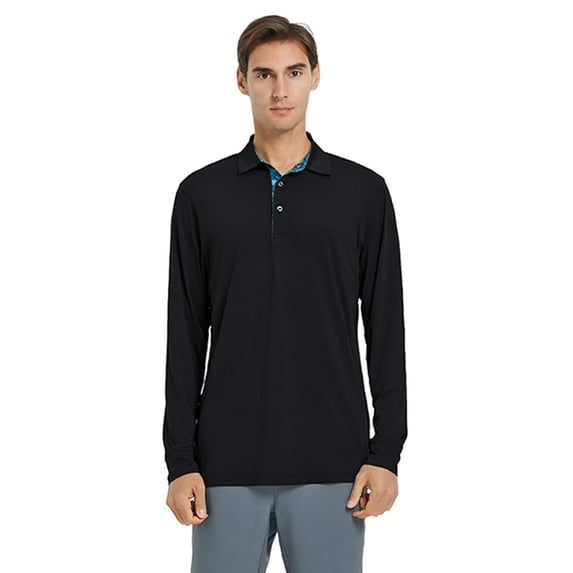 DTWOOO Men's Polo Shirt Long Sleeve Casual Solid Dry Fit High Performance Designed Collared Golf Men's Polo Shirt