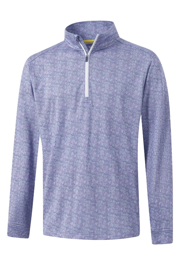 Men's Print Quarter Zip Golf Pullover Men Dry Fit Long Sleeve Performance Wicking Mock Neck Mens Athletic Sweatshirts