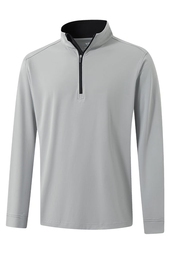 Men's Solid Quarter Zip Golf Pullover Men Solid Performance Long Sleeve Wicking Mock Neck Mens Athletic Sweatshirts
