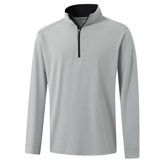 DTWOOO Men's Solid Quarter Zip Golf Pullover Men Solid Performance Long Sleeve Wicking Mock Neck Mens Athletic Sweatshirts