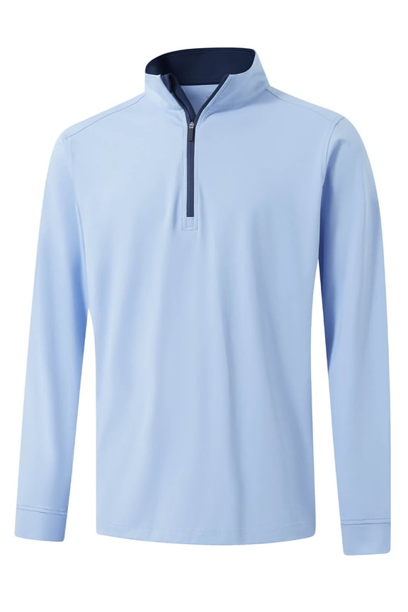 Men's Solid Quarter Zip Golf Pullover Men Solid Performance Long Sleeve Wicking Mock Neck Mens Athletic Sweatshirts